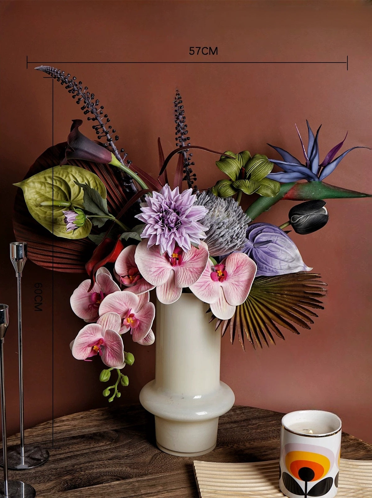 Elegantes Blumenstrauß-Arrangement mit Herbstmotiv | Luxuriöse Kunstblumen für Hochzeiten und Inneneinrichtung VB-113 (ohne Vase)