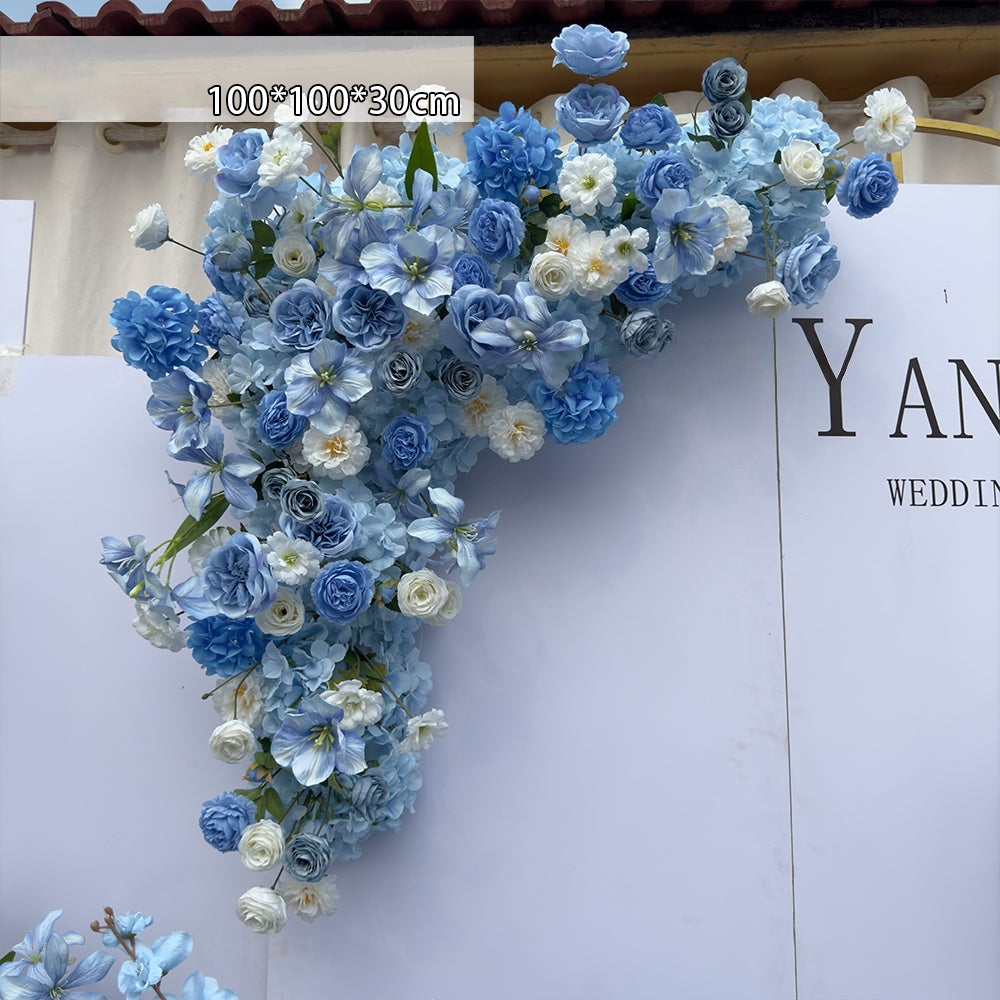 Valar Flower Sky Blue Phalaenopsis Aisle Floral Runner — Artificial Wedding Ceremony & Engagement Path Decor WF-109