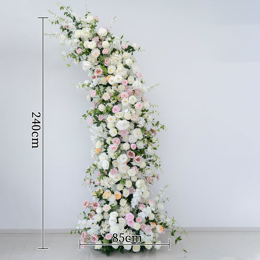 Eleganter Blumenbogen in Mondform für die Hochzeitszeremonie – Künstlicher Blumenbogen für Hochzeiten, Veranstaltungen und besondere Anlässe