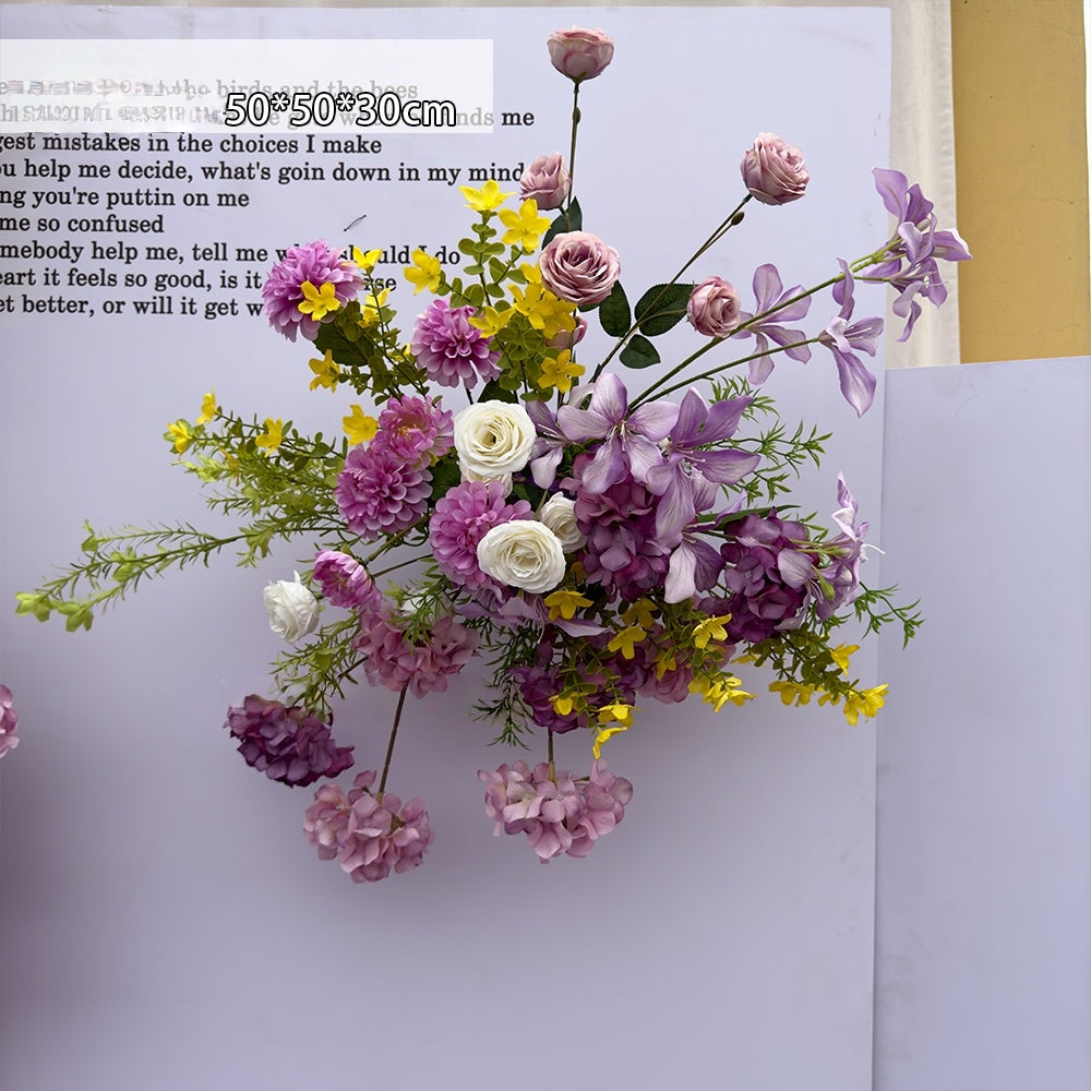 Valar Flower Rose Purple Wedding Aisle Floral Runner — Artificial Ceremony Flowers & Decorative Arrangements WF-114