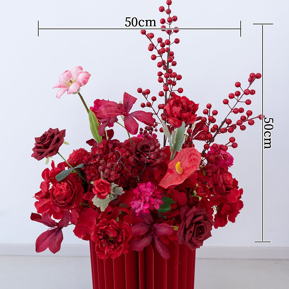 Valar Flower Luxury Red Artificial Flower Arrangement Kit for Wedding Ceremony, Reception & Event Styling FA-302