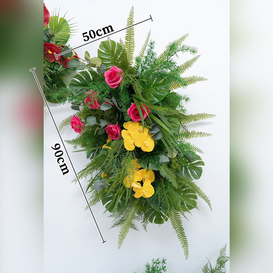 ValarFlower Tropical Garden Artificial Floral Arrangement Set, Wedding Welcome Sign Flowers, Table Centerpiece & Event Backdrop Decor FA-348