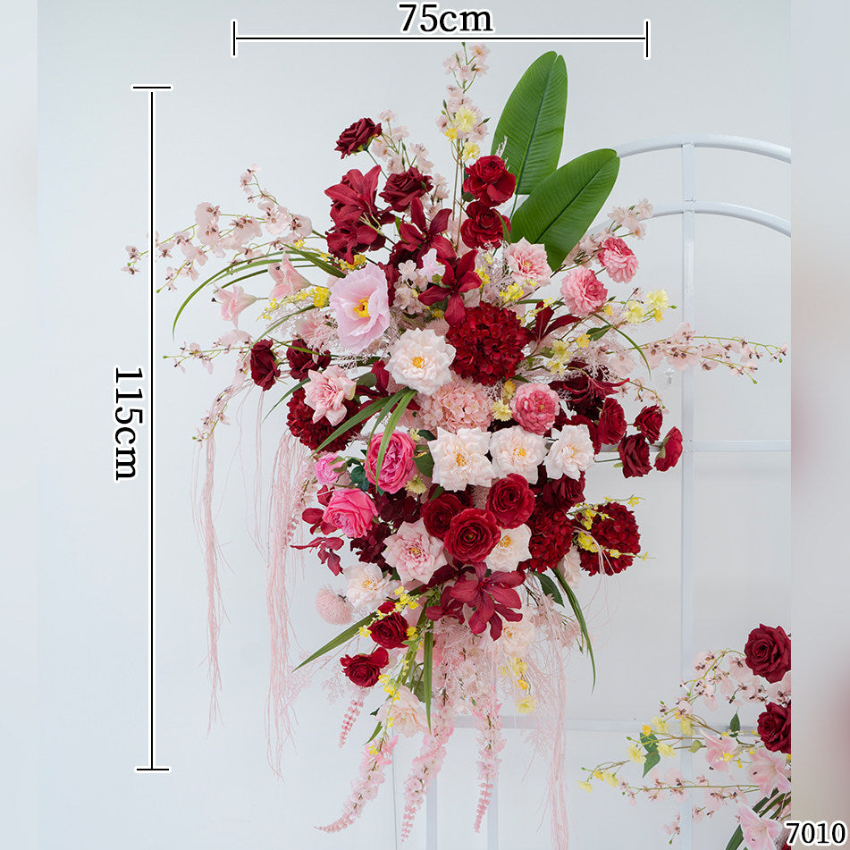Valar Flower Romantic Pink & Burgundy Faux Floral Arrangement Set – Wedding & Event Decor FA-316