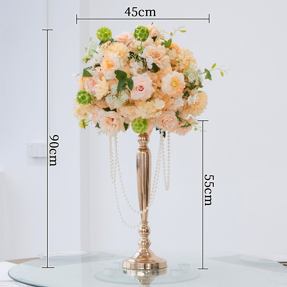 Valar Flower Luxury Tall Artificial Flower Centerpieces with Gold Stand for Wedding Reception, Banquet & Event Decor TF-117