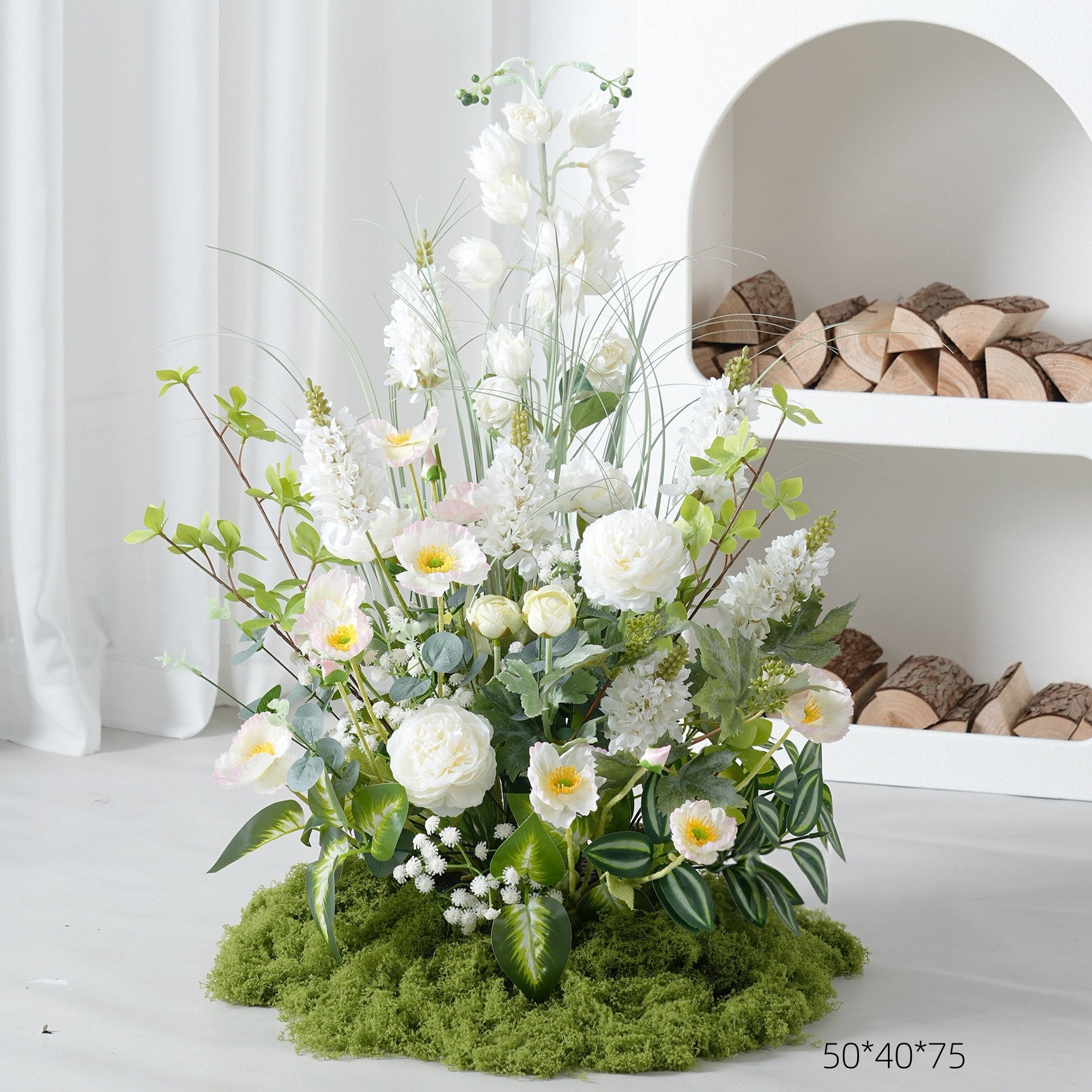 Configuración de flores artificiales inspiradas en la primavera – Conjunto de flores artificiales azules y amarillas para eventos FA-264