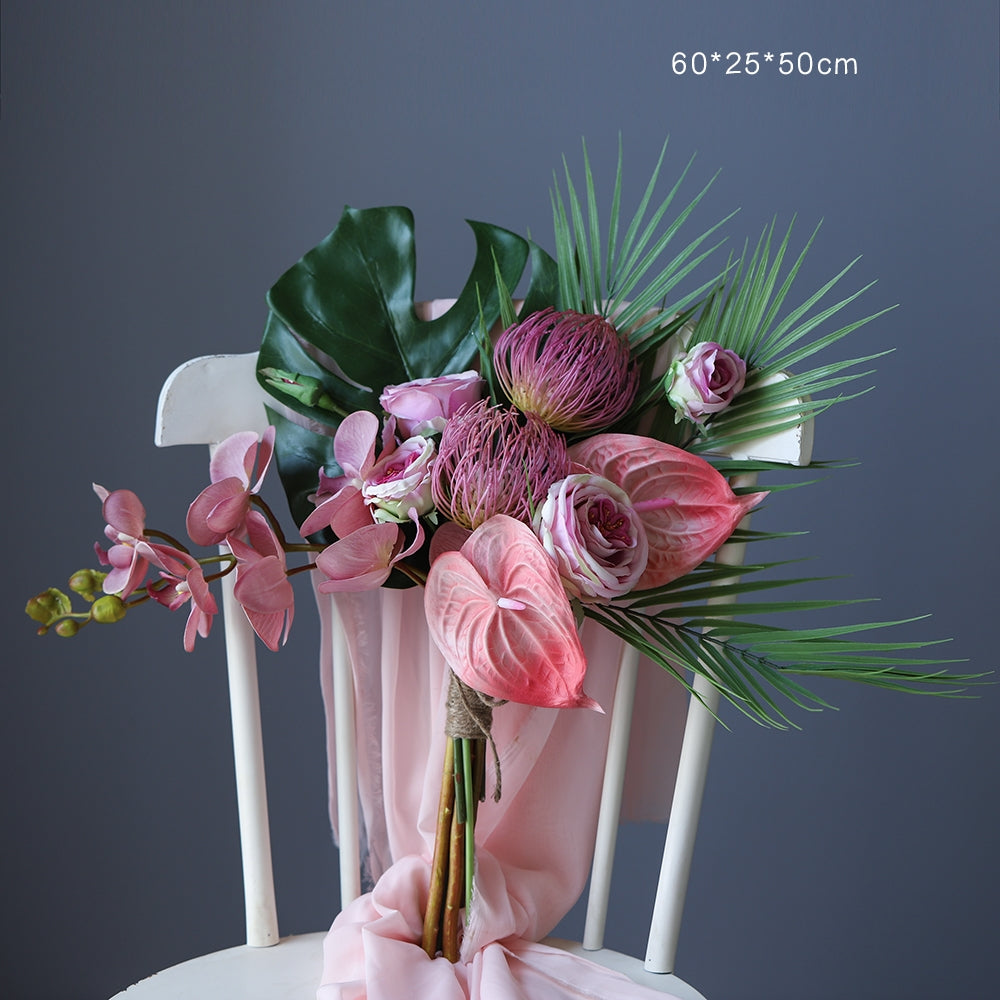 Elegant Faux Floral Table Arrangement | Modern Artificial Flower Centerpiece for Home & Office Decor VB-214 (Without Vase)