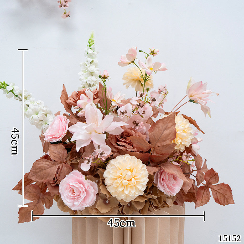 ValarFlower Luxury Peach Floral Wedding Arch Backdrop, Artificial Flower Ceremony Arch with Garden Style Arrangement, Romantic Outdoor Wedding Decor, Engagement Party Entrance Decoration FA-359