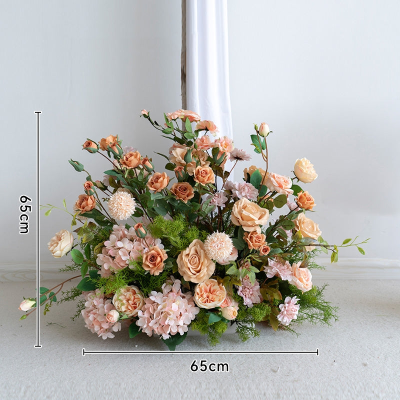 Champagne Beige Artificial Flower Arch – Romantic Wedding Backdrop for Outdoor or Indoor Ceremonies FA-249