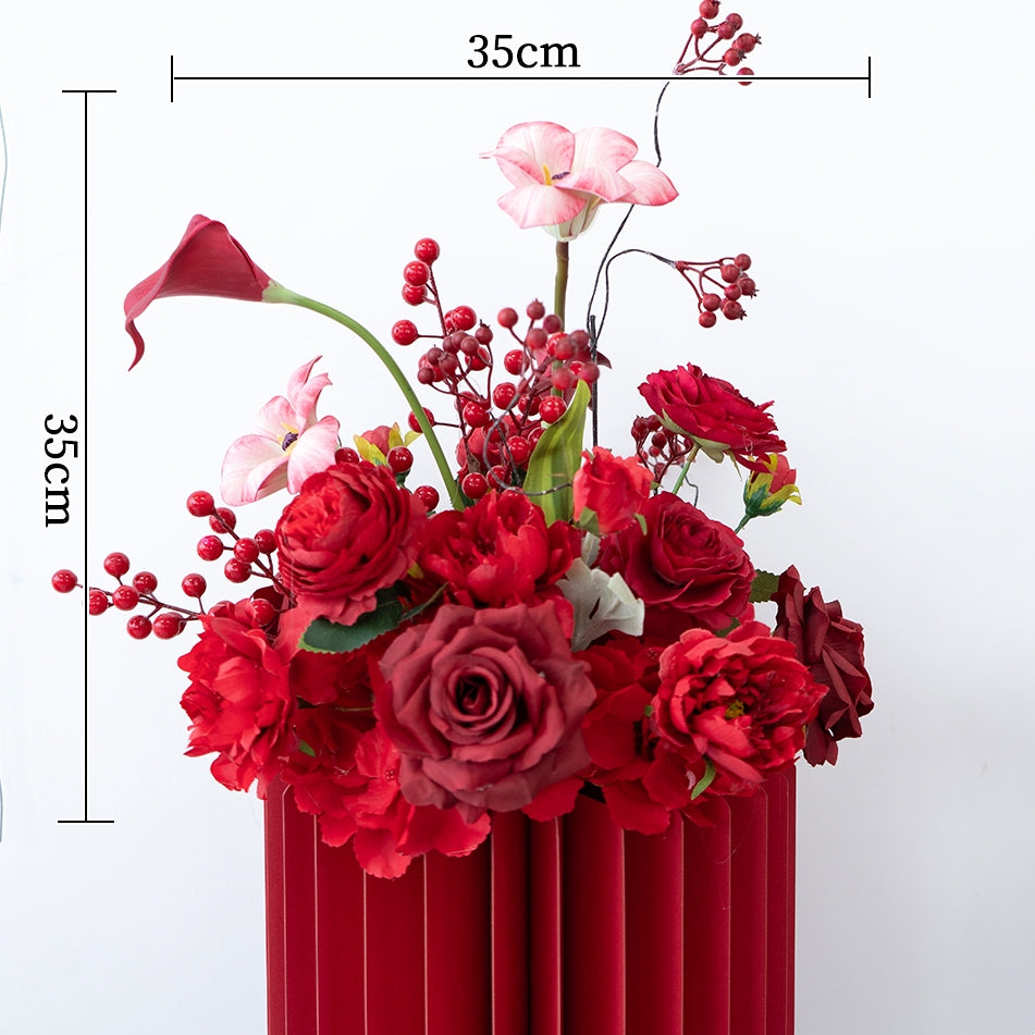 Valar Flower Luxury Red Artificial Flower Arrangement Set for Wedding Decor, Event Backdrop & Celebration Centerpieces FA-304
