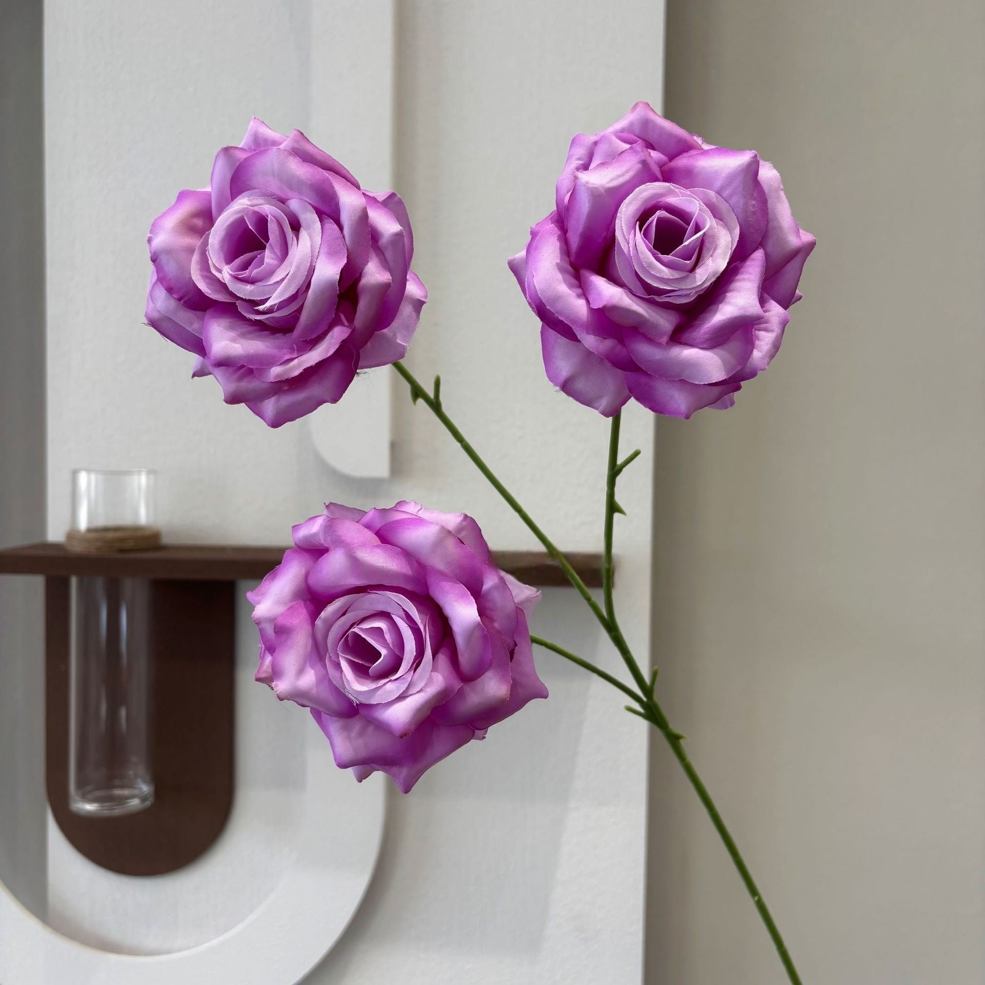 Three Head Diamond Rose Stem – Leafless Artificial Rose for Home Decor & Event Styling FS-1020