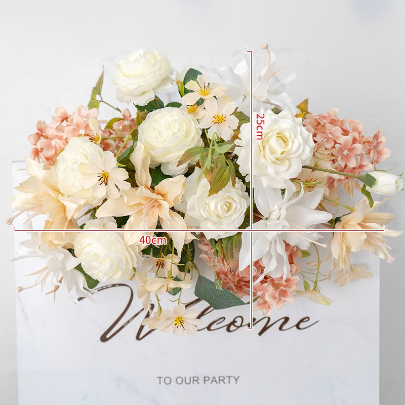 Peach and White Faux Flower Arrangement – Romantic Event Table & Sign Styling Set FA-263