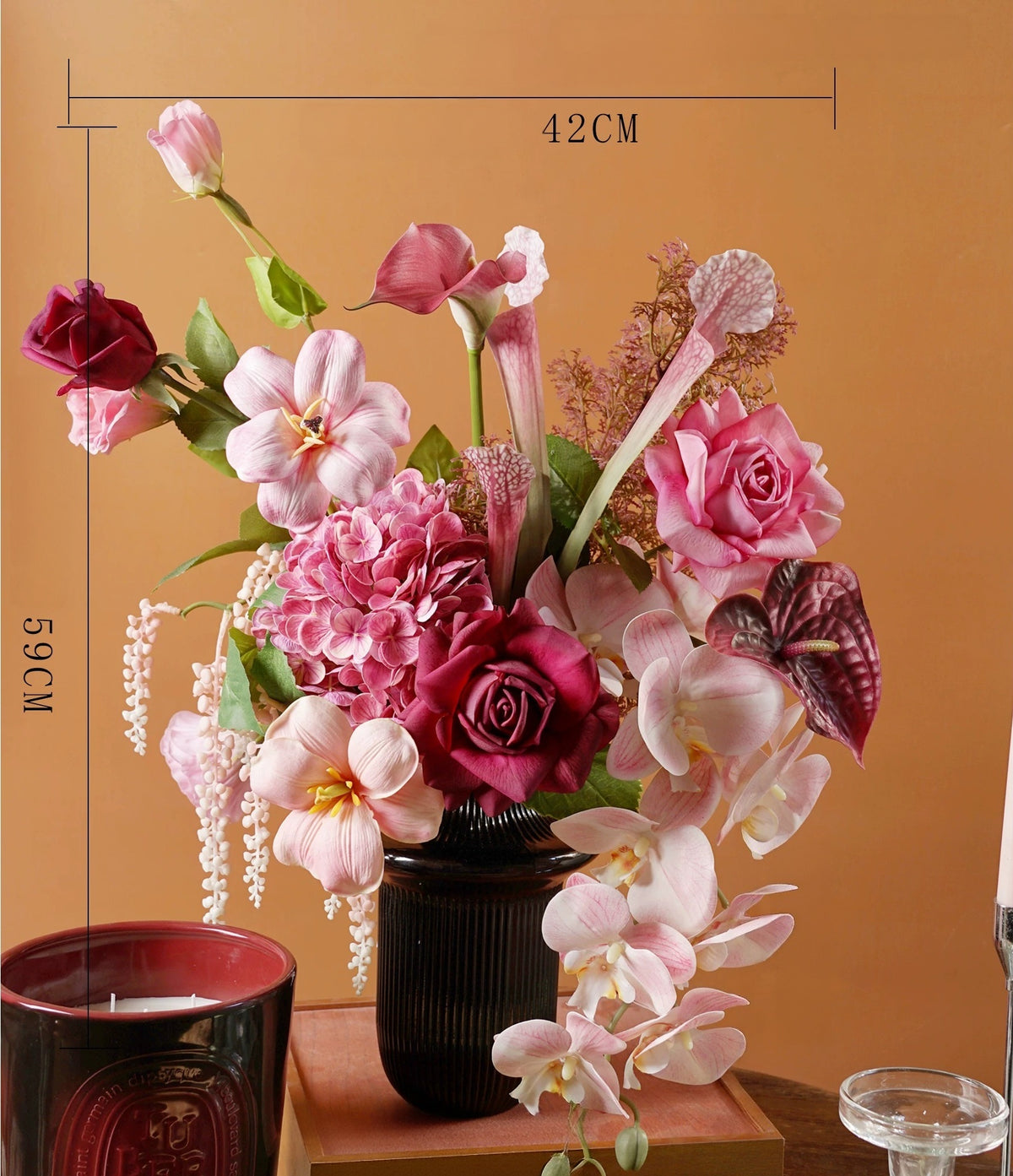 Elegantes Blumenstrauß-Arrangement mit Herbstmotiv | Luxuriöse Kunstblumen für Hochzeiten und Inneneinrichtung VB-113 (ohne Vase)