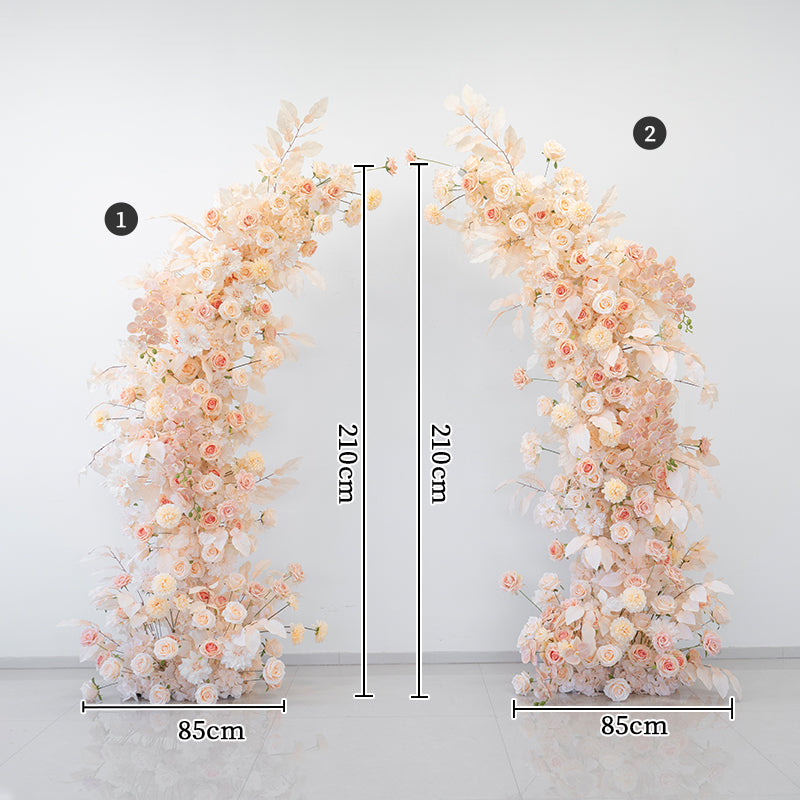 ホワイトローズのボタニカルホーンアーチ – ガーデンウェディングとフォトシュート用の人工花構造 VA-365