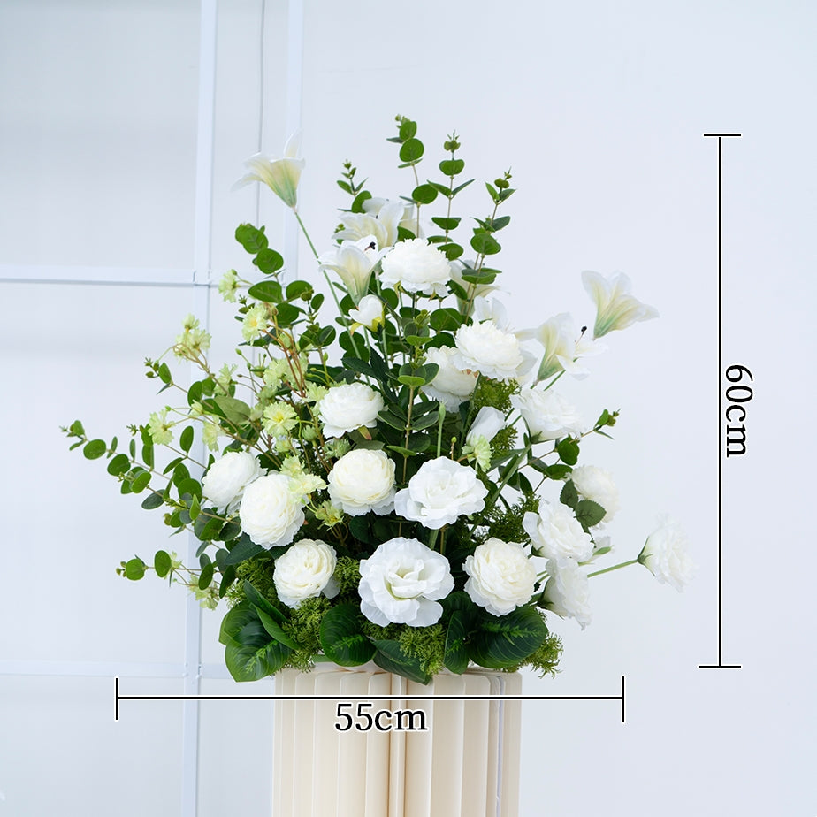 エレガントな青と白の花柄ウェディングアーチ、人工花のアレンジメント、セレモニーバックドロップ&イベント装飾 FA-211