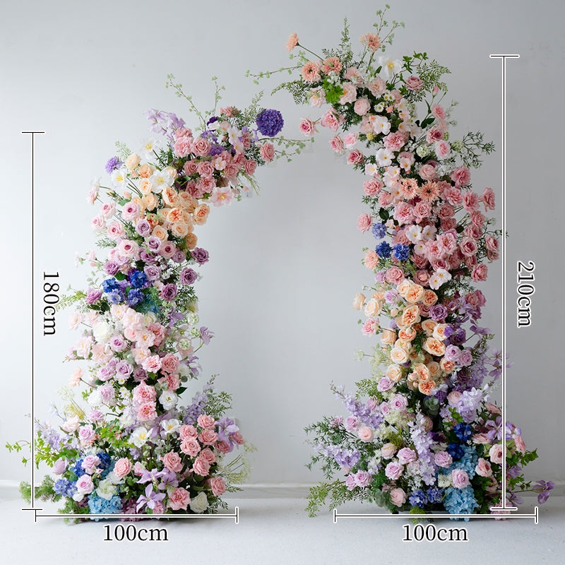 Arche florale élégante en forme de lune pour cérémonie de mariage - Arche de fleurs artificielles pour mariages, événements et occasions spéciales