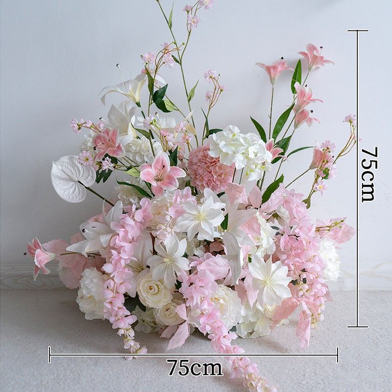 Blush Pink and White Artificial Flower Decor Set – Elegant Faux Floral Arrangement for Wedding or Event Welcome Area FA-246