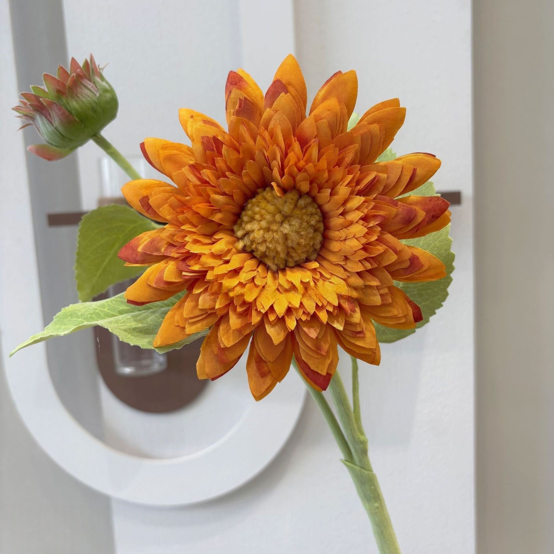 Rustic Teddy Sunflower – Artificial Flower with Plush Texture for Cozy Cottage or Boho Style FS-1029