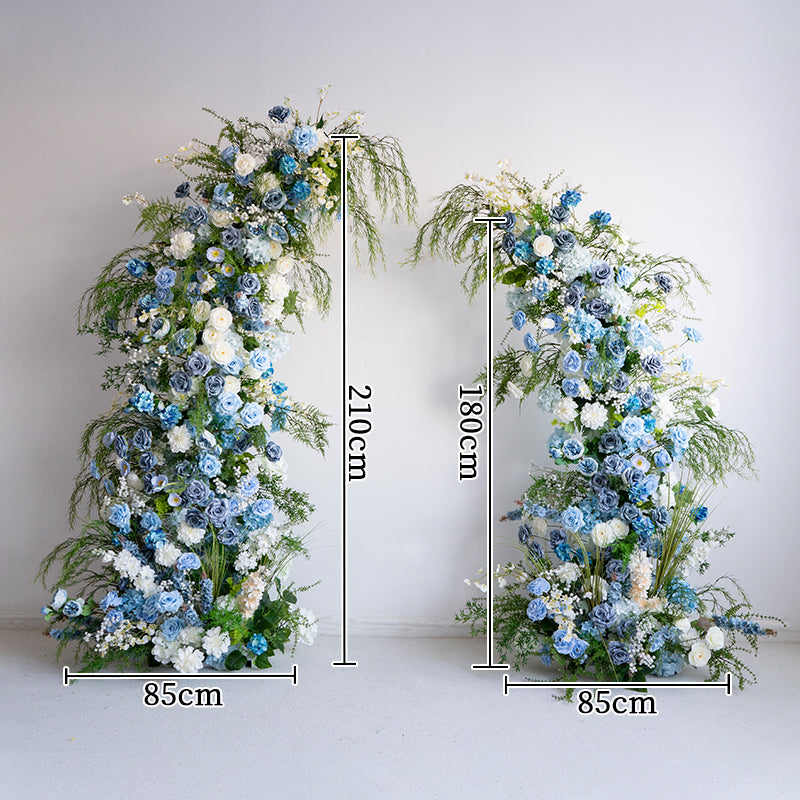 Arche florale élégante en forme de lune pour cérémonie de mariage - Arche de fleurs artificielles pour mariages, événements et occasions spéciales