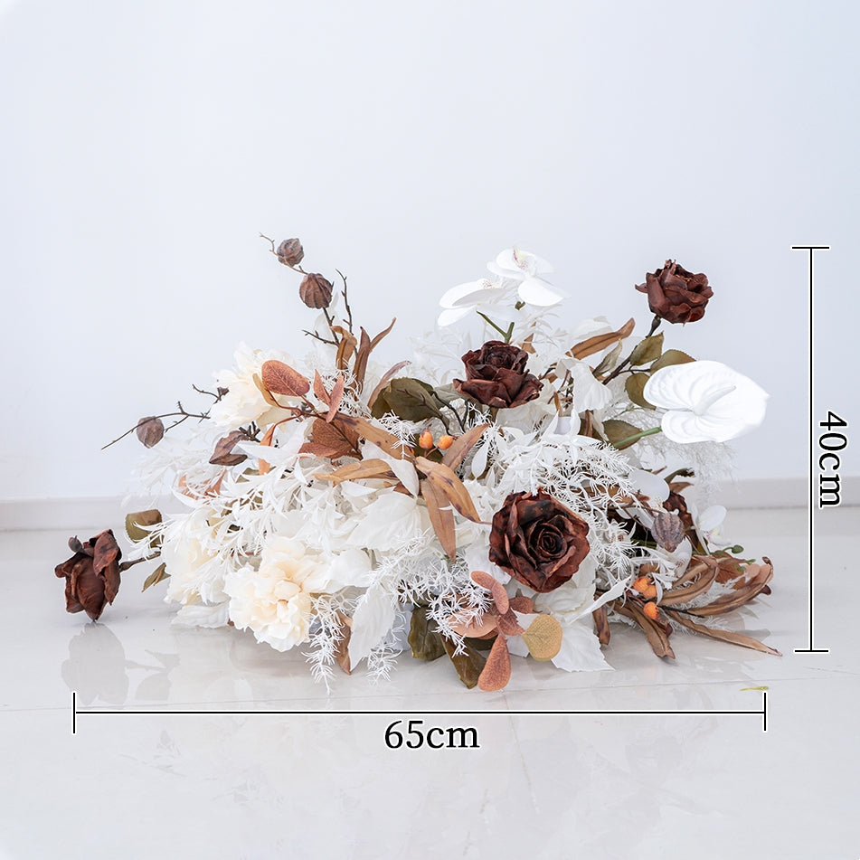 Valar Flower Elegant Dark Coffee Brown Wedding Arch Flower Set – Faux Floral Backdrop for Ceremony & Reception FA-305