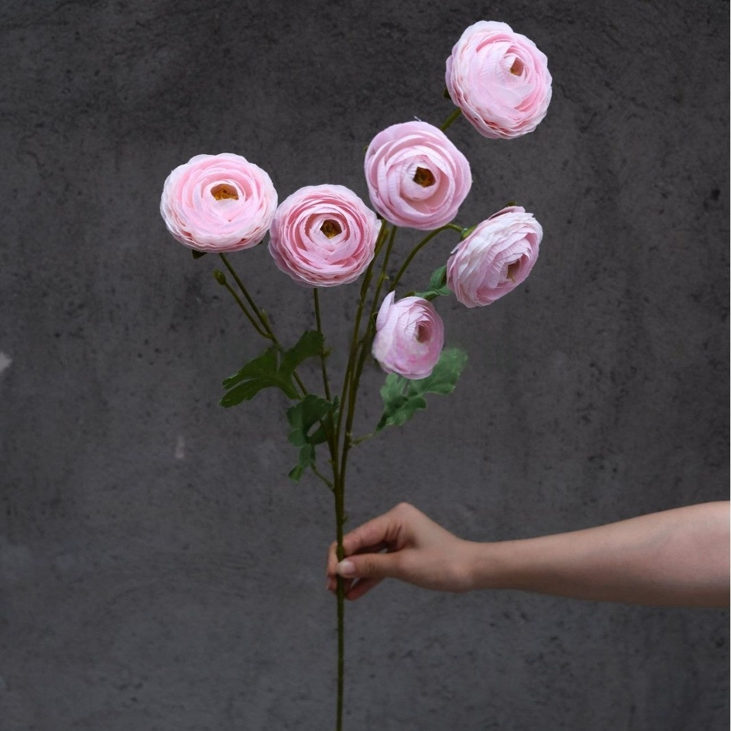 6-Head Dreamy Ranunculus Artificial Flower – Lifelike Bloom for Wedding & Decor FS-1043