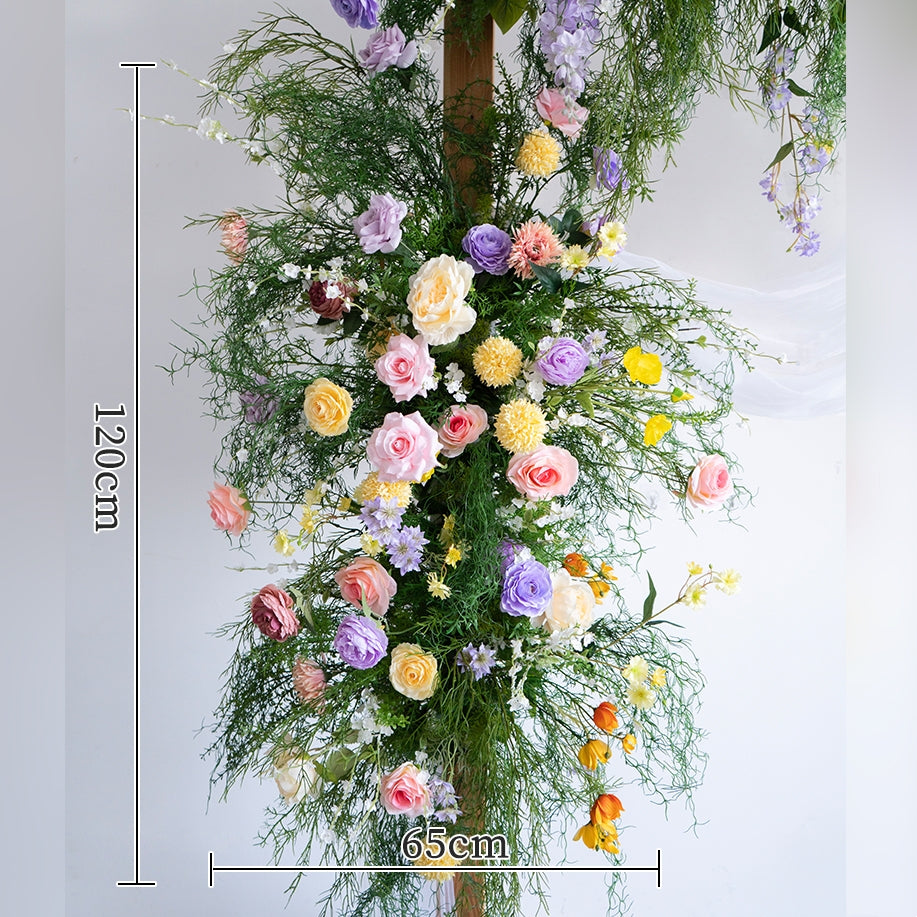 桃と白いバラのウェディングアーチとセンターピース、人工フラワーのウェディングデコレーション、ブライダルシャワーデコレーション FA-203