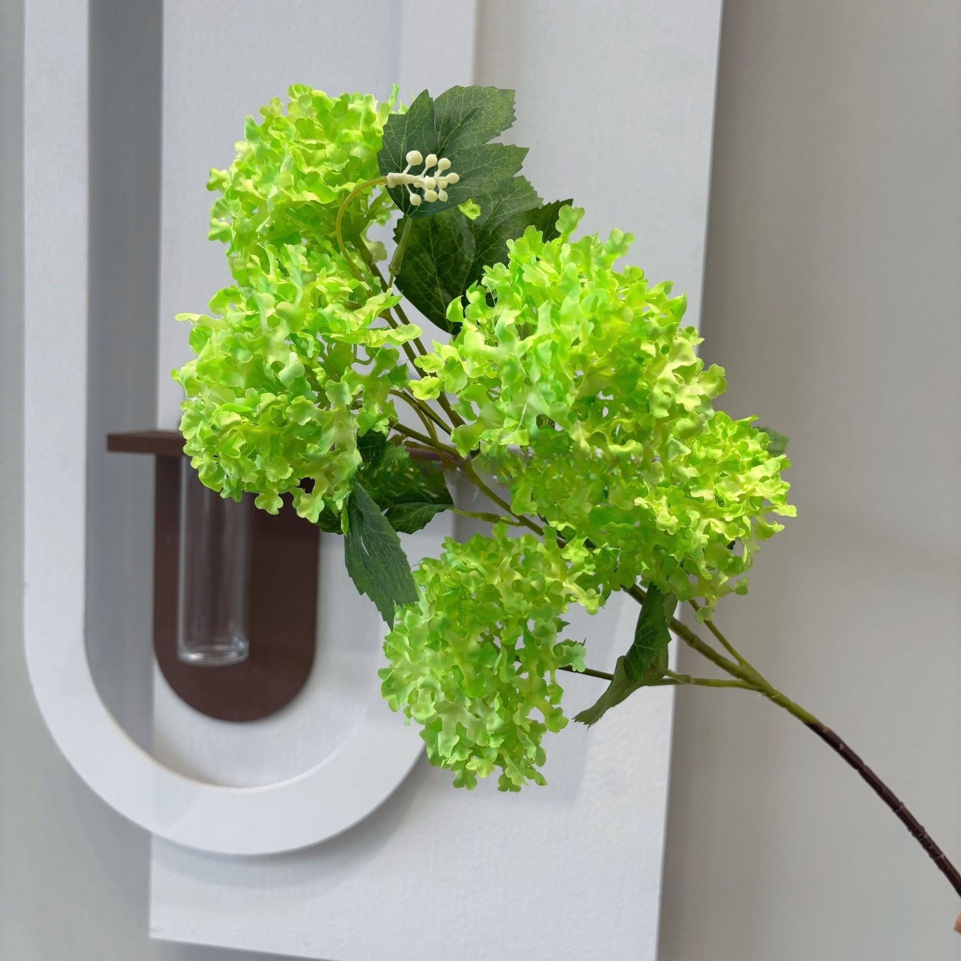 5-Head Faux Snowflake Hydrangea Stem – Realistic Artificial Multi-Bloom Flower for Home Decor FS-1027