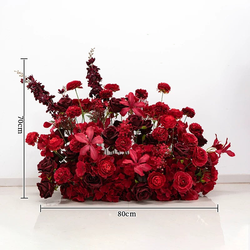 ValarFlower Burgundy Red Artificial Flower Arrangement Set, Luxury Rose Floral Decor for Wedding and Event Styling FA-374
