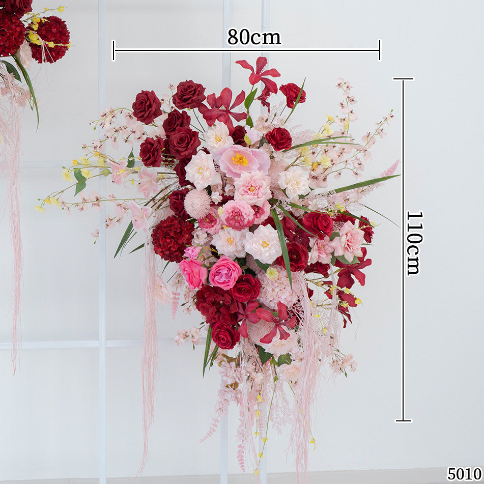Valar Flower Romantic Pink & Burgundy Faux Floral Arrangement Set – Wedding & Event Decor FA-316