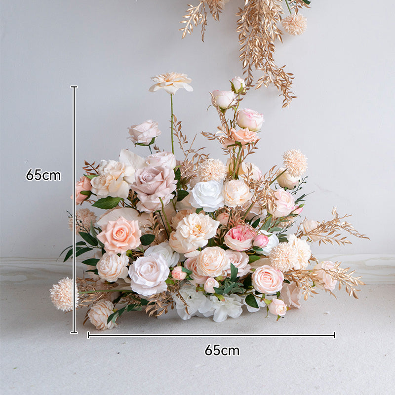 Champagne Gold Artificial Flower Set – Elegant Faux Floral Decor for Wedding Welcome Area and Photo Backdrop FA-252