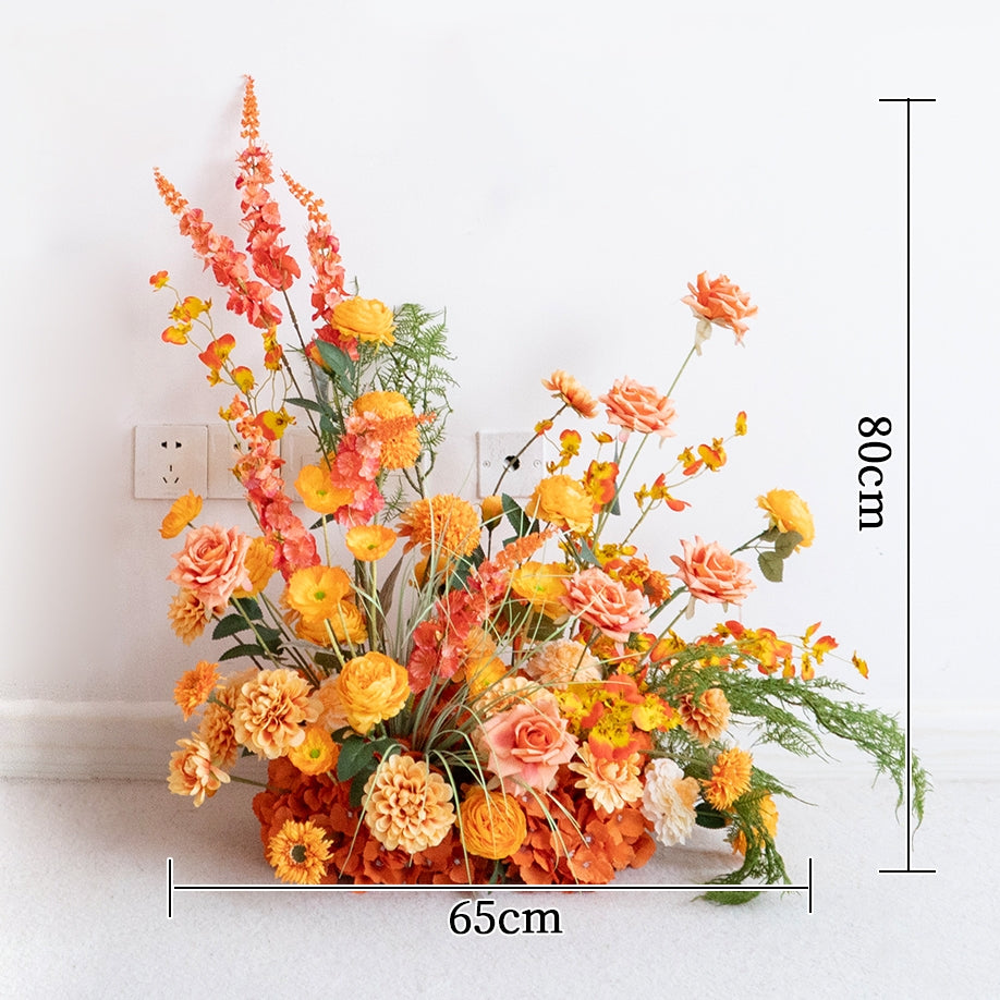 Sunset Orange Artificial Flower Display Set – Wedding or Event Welcome Area Decoration FA-245