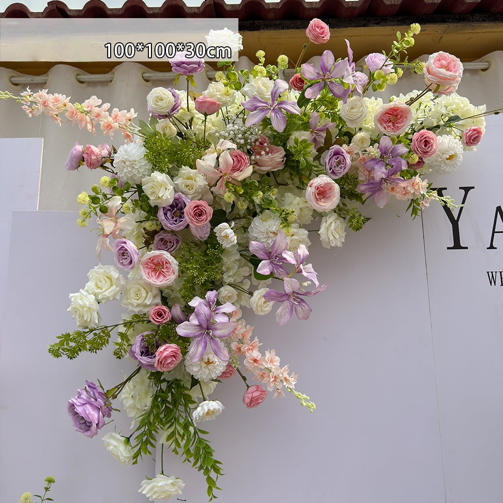 Valar Flower Whimsical Garden-Style Aisle Floral Runner with Phalaenopsis — Artificial Wedding Ceremony & Engagement Decor Set WF-107