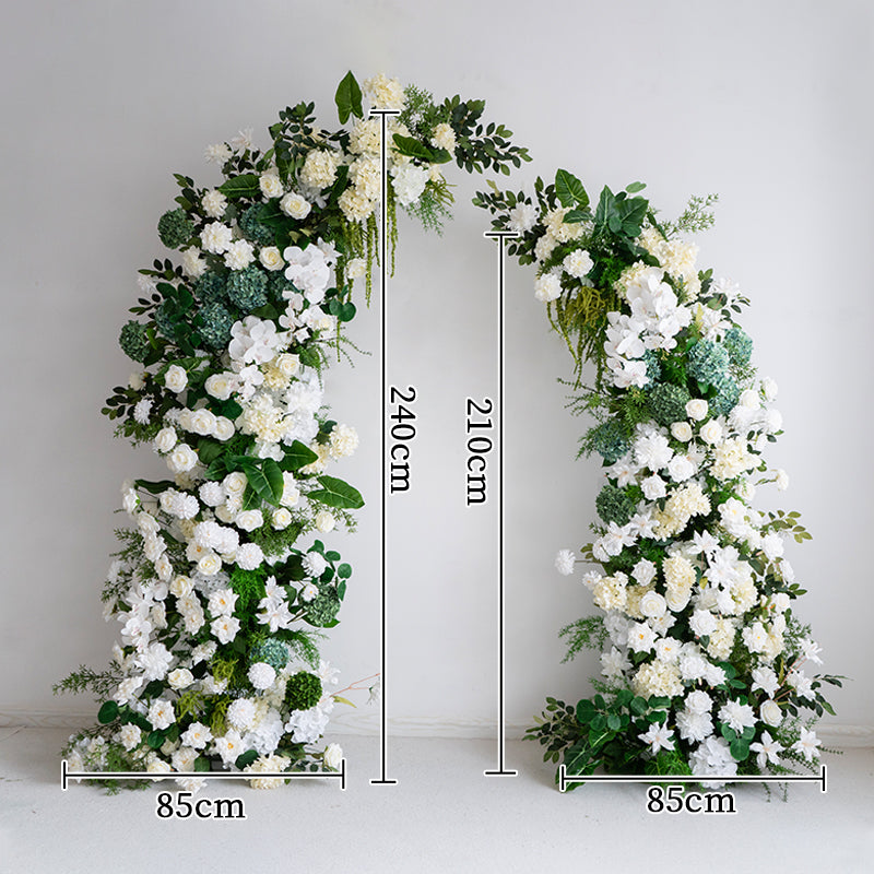 Arco de Cuerno Botánico con Rosas Blancas – Estructura de Flores Artificiales para Bodas en Jardín y Sesiones de Fotos VA-365