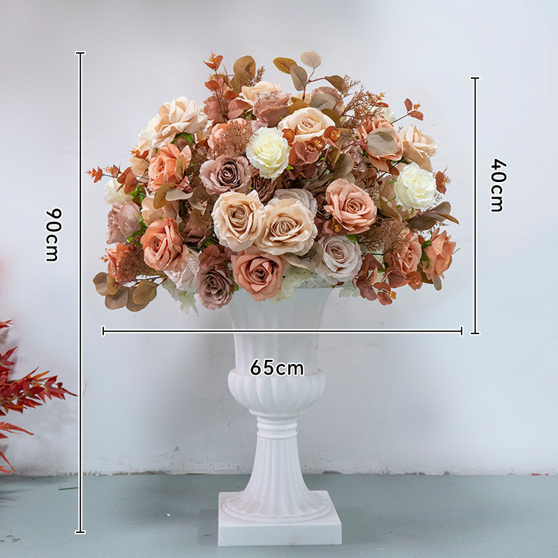 Rust Rose Artificial Flower Decor – Boho Fall Wedding Welcome & Centerpiece Arrangement FA-259
