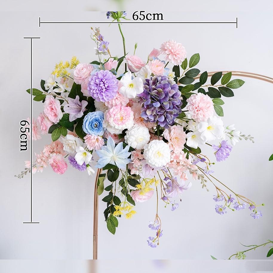 エレガントな青と白の花柄ウェディングアーチ、人工花のアレンジメント、セレモニーバックドロップ&イベント装飾 FA-211