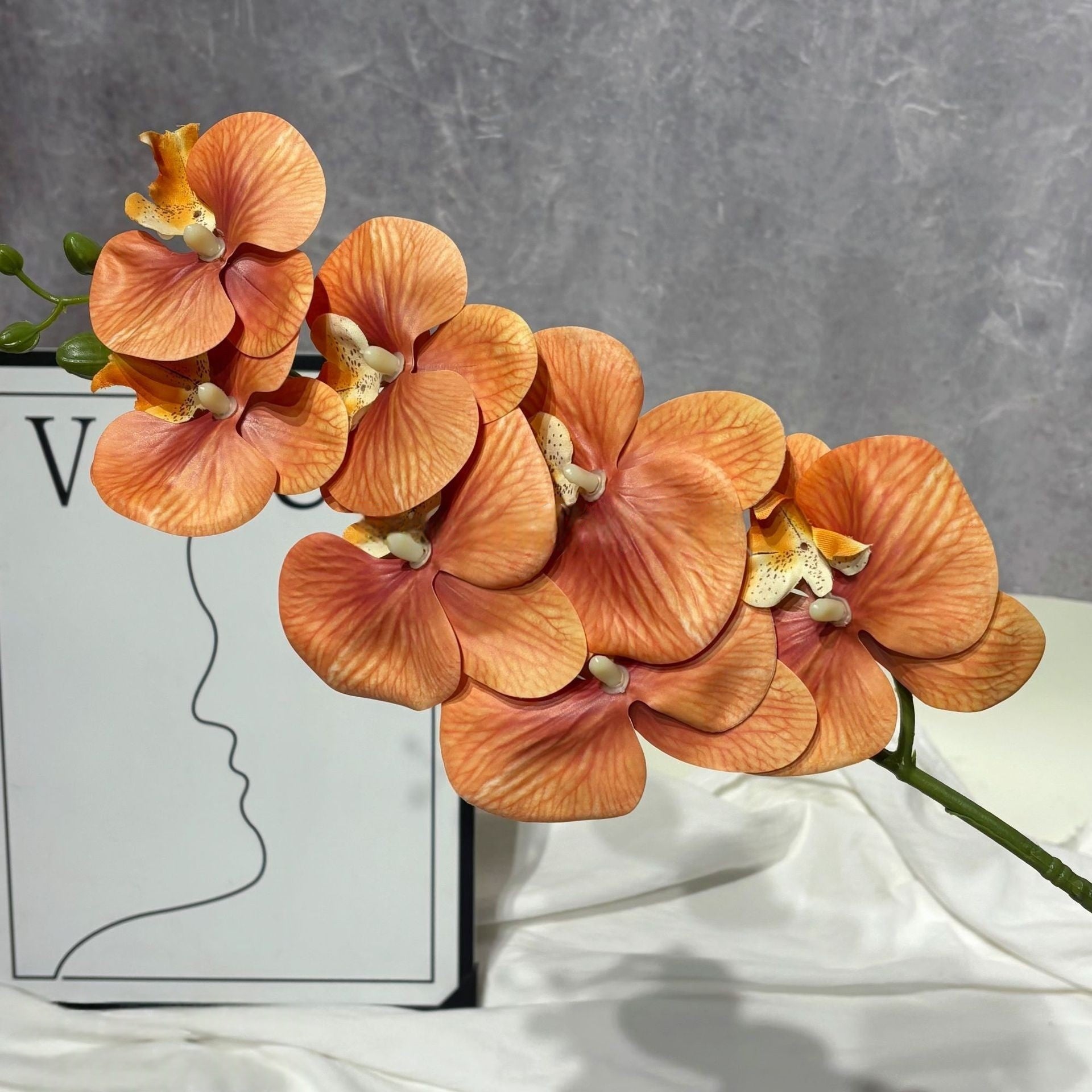 3D Artificial Phalaenopsis Orchid – 7-Head Real Touch Latex Stem for Home & Event Decor FS-1048