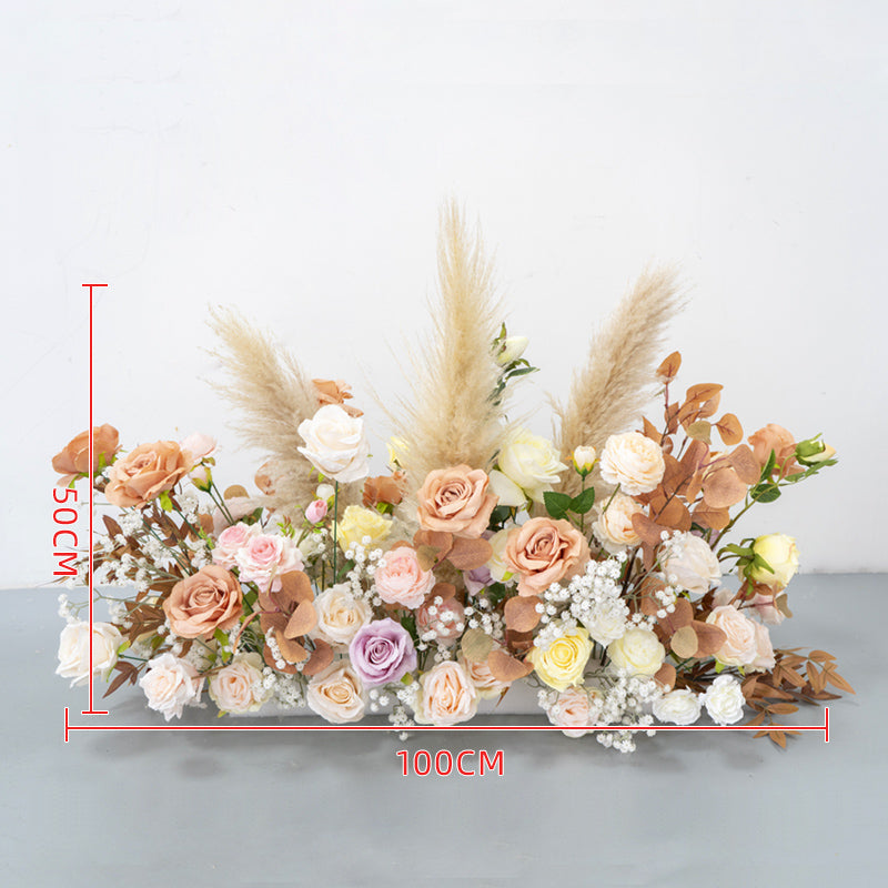 Valar Pampas Reed Horn Arch, Artificial Floral Backdrop, Boho Wedding Ceremony Decor, Rustic Event Photography Prop VA-347