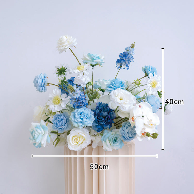 Combinación Floral Azul Tiffany y Blanco - Exhibición Floral Elegante para Área de Bienvenida de Boda FA-254