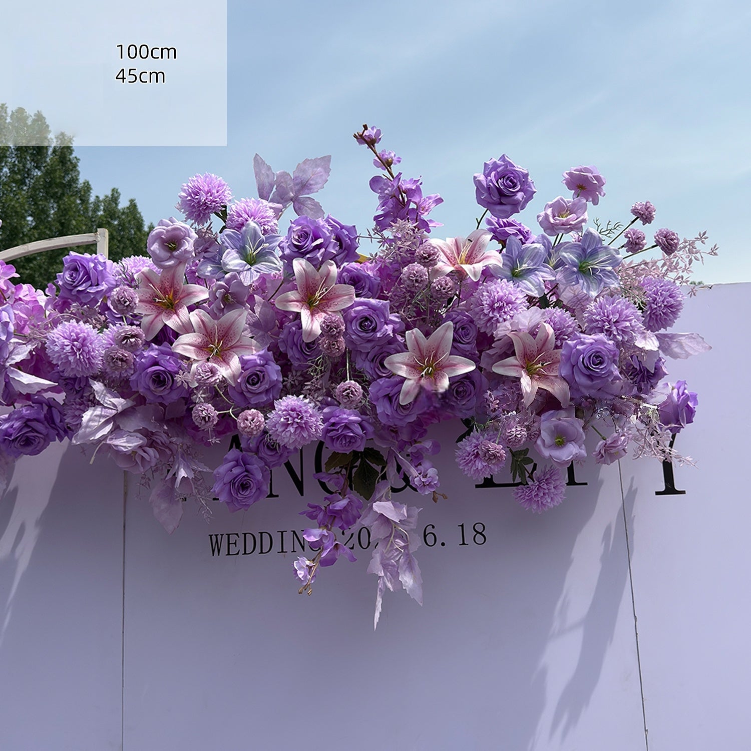 Valar Flower Pure Purple Lily Aisle Floral Runner — Faux Eucalyptus Wedding Pathway Decoration WF-121