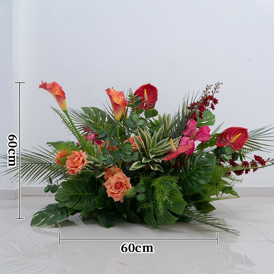 ValarFlower Tropical Garden Artificial Floral Arrangement Set, Wedding Welcome Sign Flowers, Table Centerpiece & Event Backdrop Decor FA-348