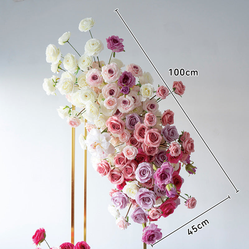 Pink Gradient Faux Flower Arrangement – Luxury Rose Installation for Party or Event Backdrop Decor FA-257