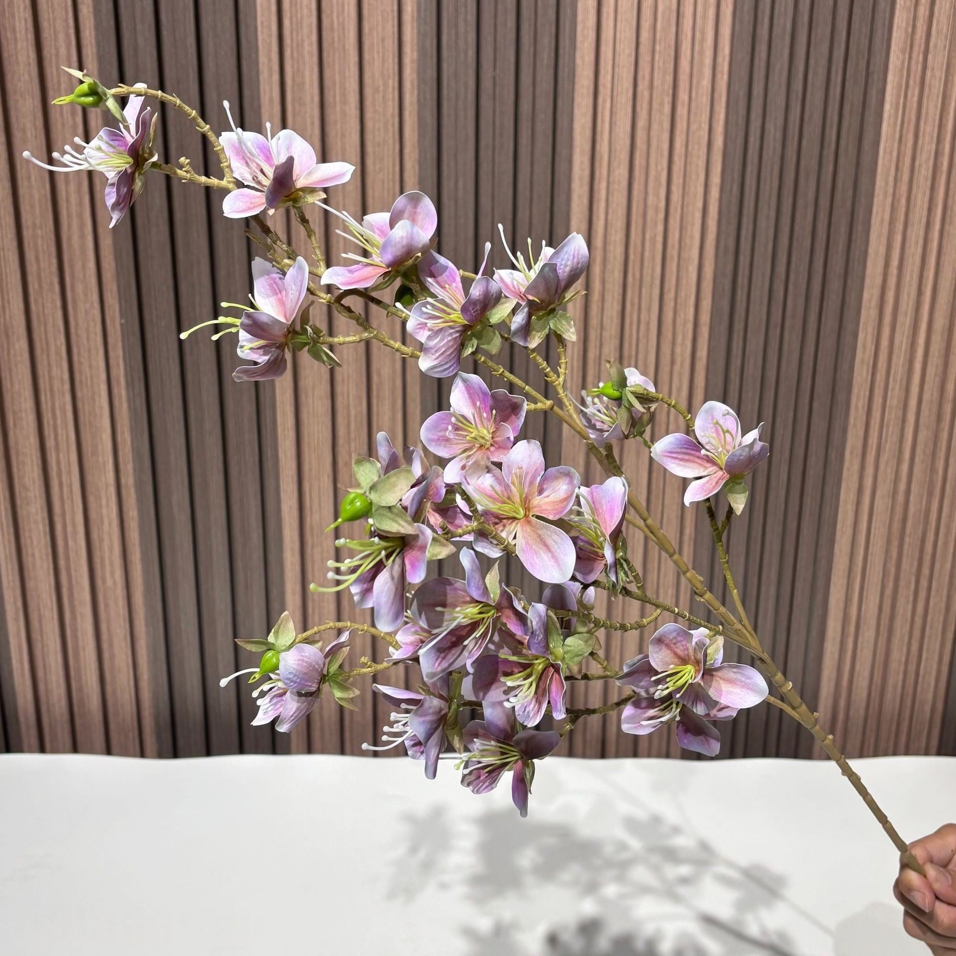 Faux Bauhinia Blossom Spray by Valar Flower – Vibrant Artificial Orchid Tree Flowers for Weddings & Arrangements FS-1076