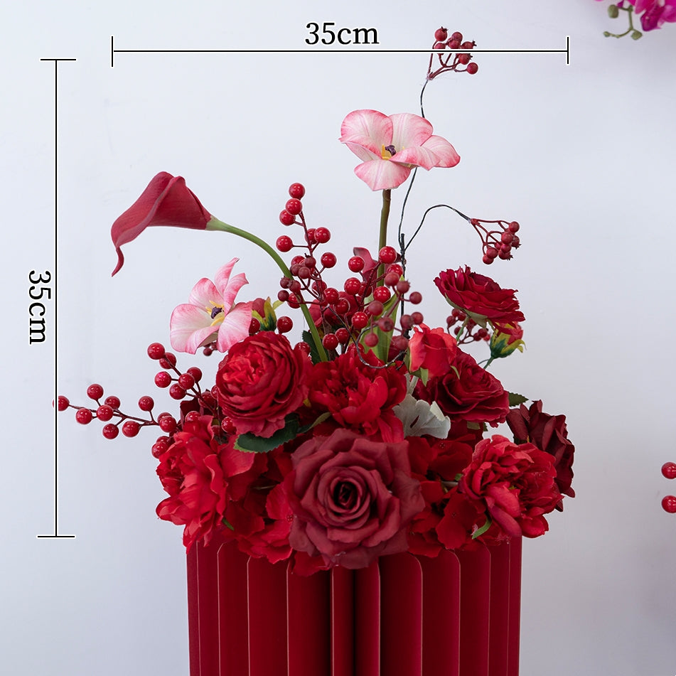 Valar Flower Luxury Red Artificial Flower Arrangement Kit for Wedding Ceremony, Reception & Event Styling FA-302