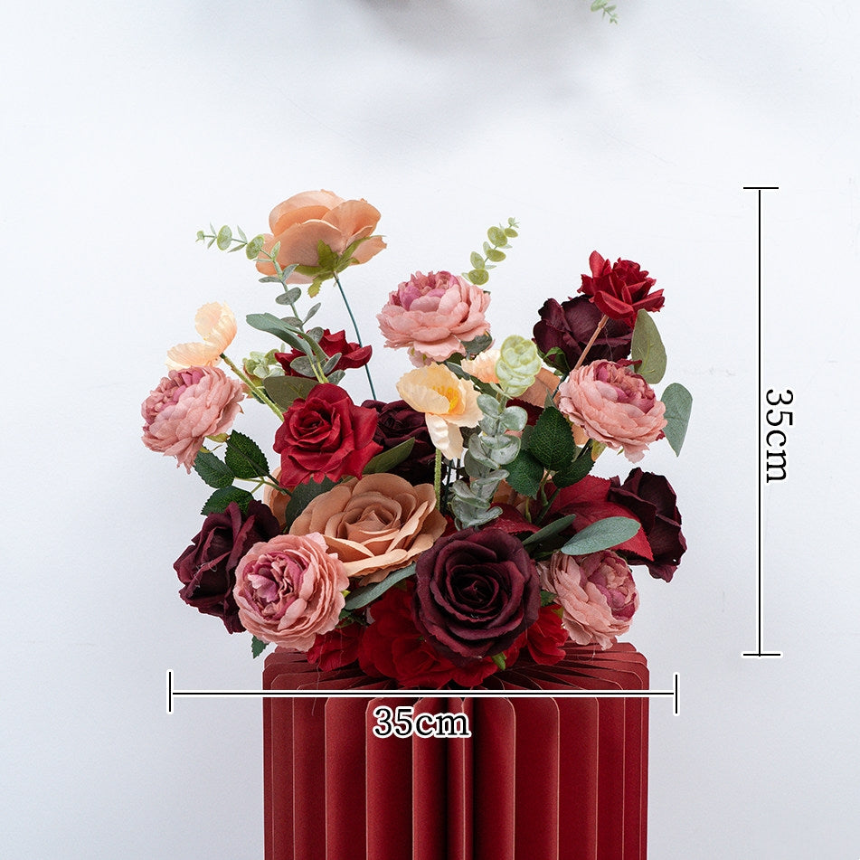 Valar Flower Luxury Burgundy Champagne Faux Rose Arrangements for Wedding & Event Styling FA-317