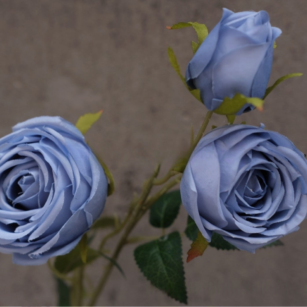 Sky Blue Faux Flower Stem | Elegant Single Bloom for Home Decor FS-1009A