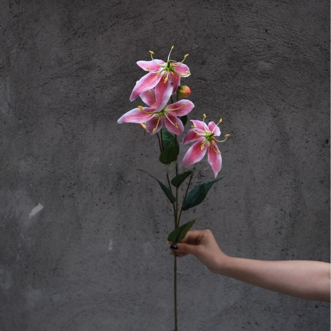 Artificial Fire Lily Stems by Valar Flower – 3-Head 3D Touch Realistic Gloriosa for Bouquets or Centerpieces FS-1069