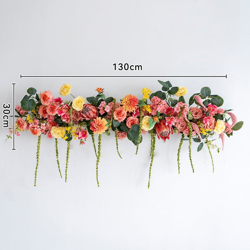 Juego de Camino de Mesa con Flores Artificiales y Vegetación Colgante – Decoración de Pared y Mesa con Flores Falsas para Boda o Evento FA-241