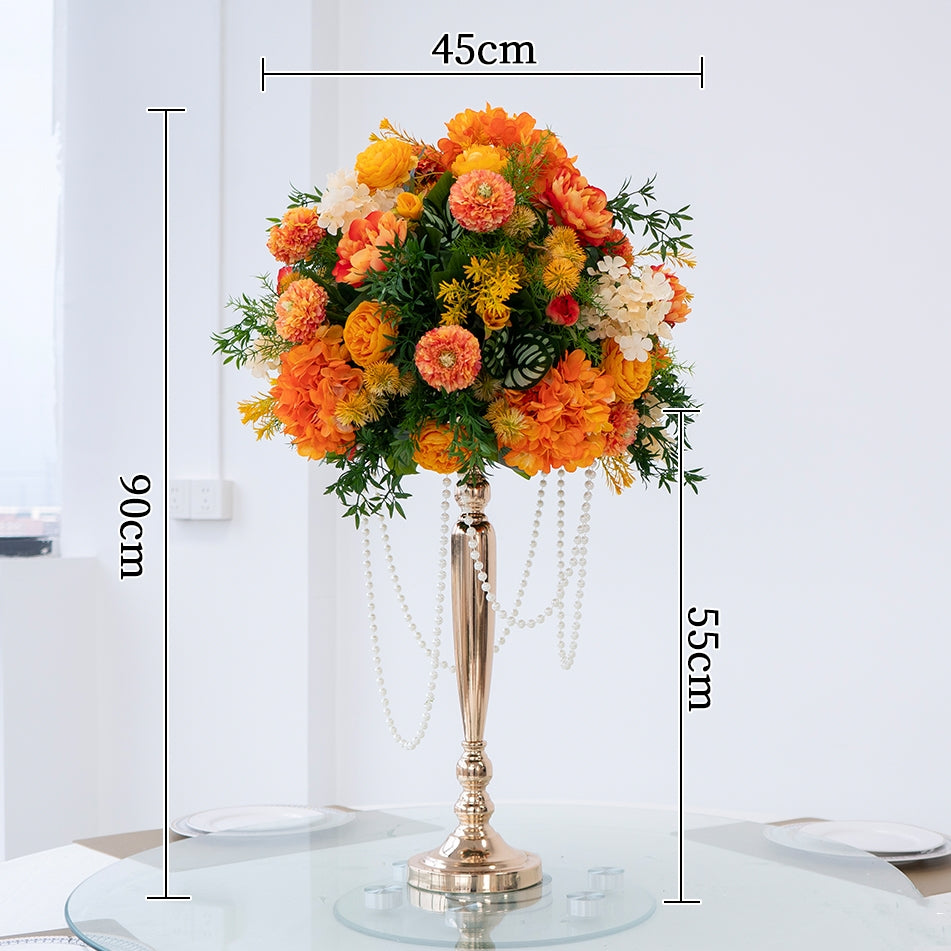 Valar Flower Luxury Tall Artificial Flower Centerpieces with Gold Stand for Wedding Reception, Banquet & Event Decor TF-117