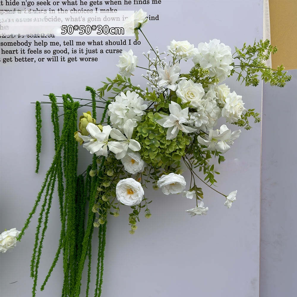 Valar Flower White Forest-Inspired Wedding Aisle Floral Runner — Artificial Ceremony Flowers & Decorative Arrangements WF-115