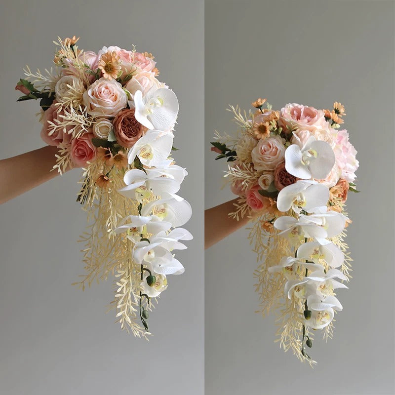 Elegantes Blumenstrauß-Arrangement mit Herbstmotiv | Luxuriöse Kunstblumen für Hochzeiten und Inneneinrichtung VB-113 (ohne Vase)