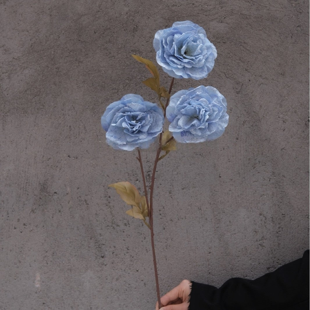 Sky Blue Faux Flower Stem | Elegant Single Bloom for Home Decor FS-1009A